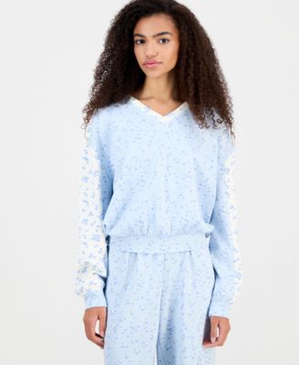 Juniors' Scuba V-Neck Colorblock Sweatshirt