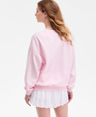 Juniors' Long-Sleeve Beaded Crewneck Sweatshirt