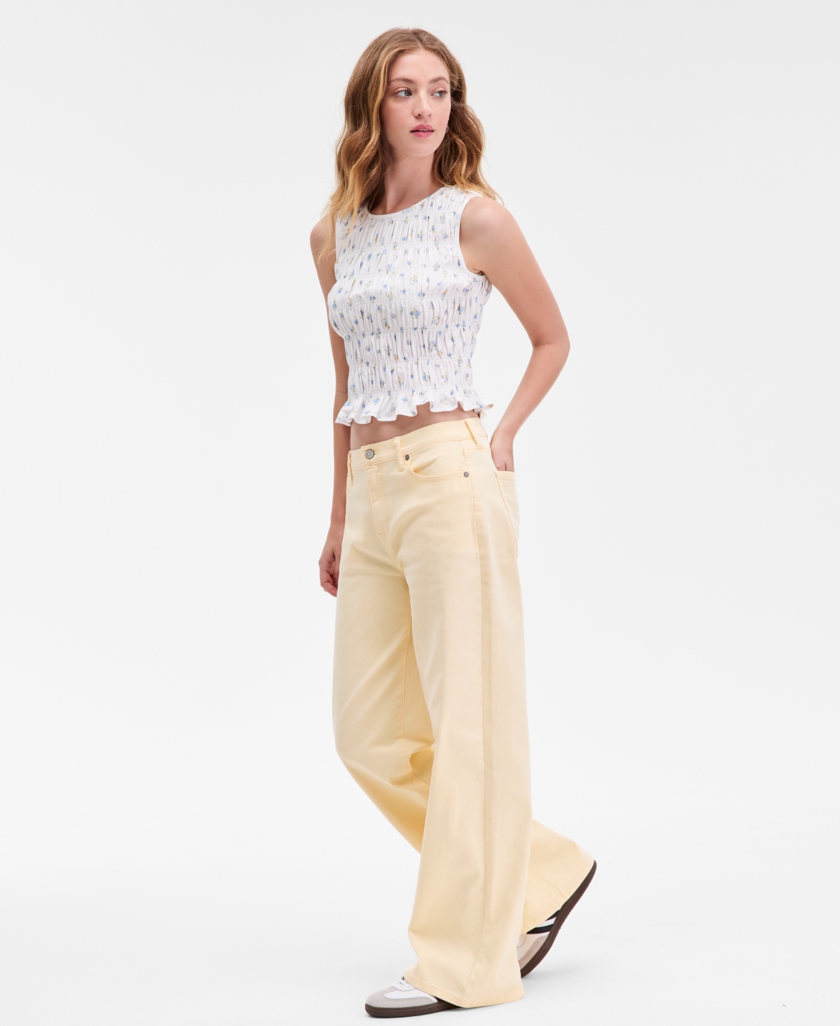 Celebrity Pink Juniors' Baggy Wide-leg Jeans In Neutral