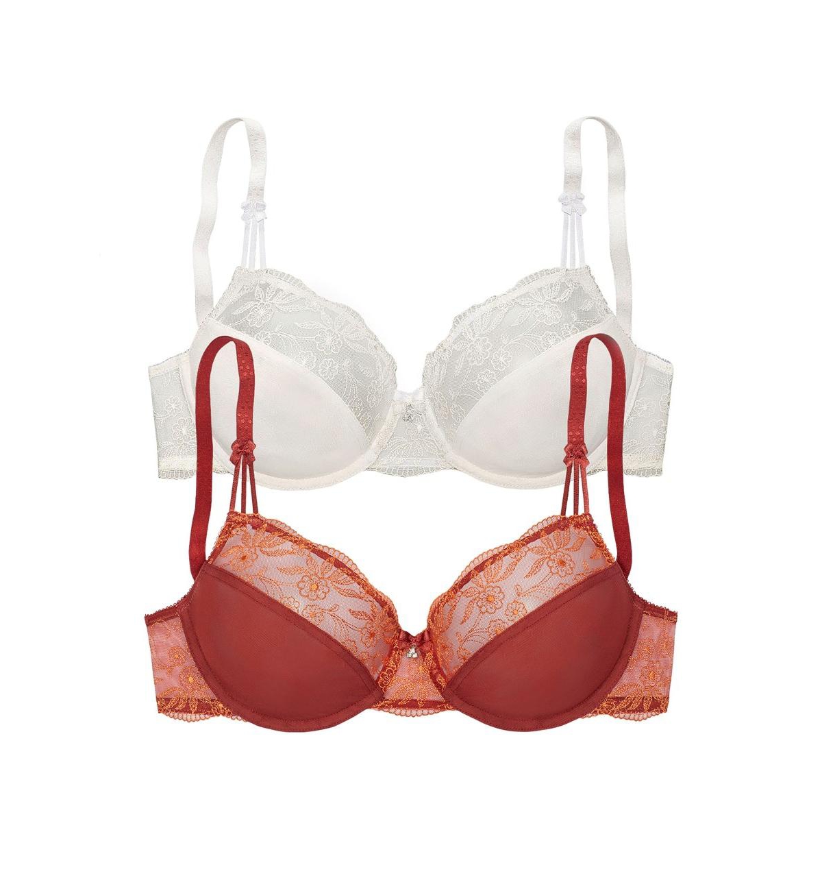 Lascana Women's 2 Pack Floral Detail Underwire Bras