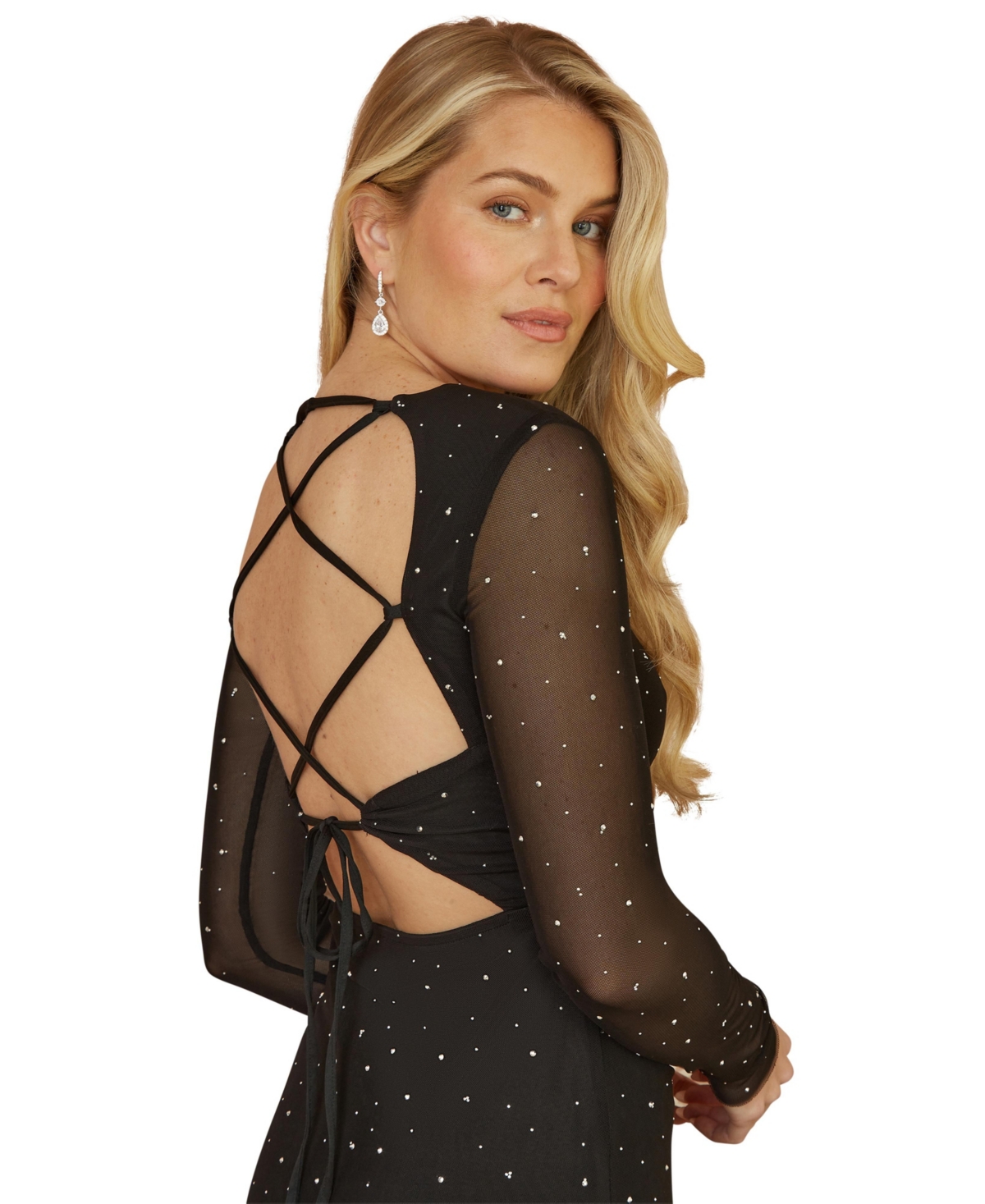 Yumi Women's Sparkle Mesh Bodycon Midi Dress