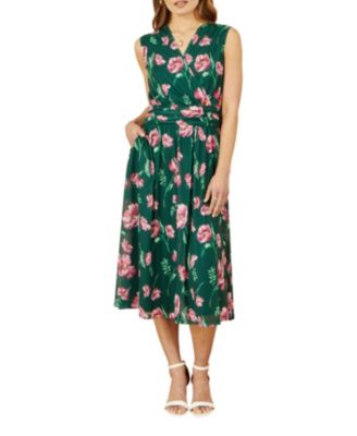 Women's Floral Mesh Midi Skater Dress