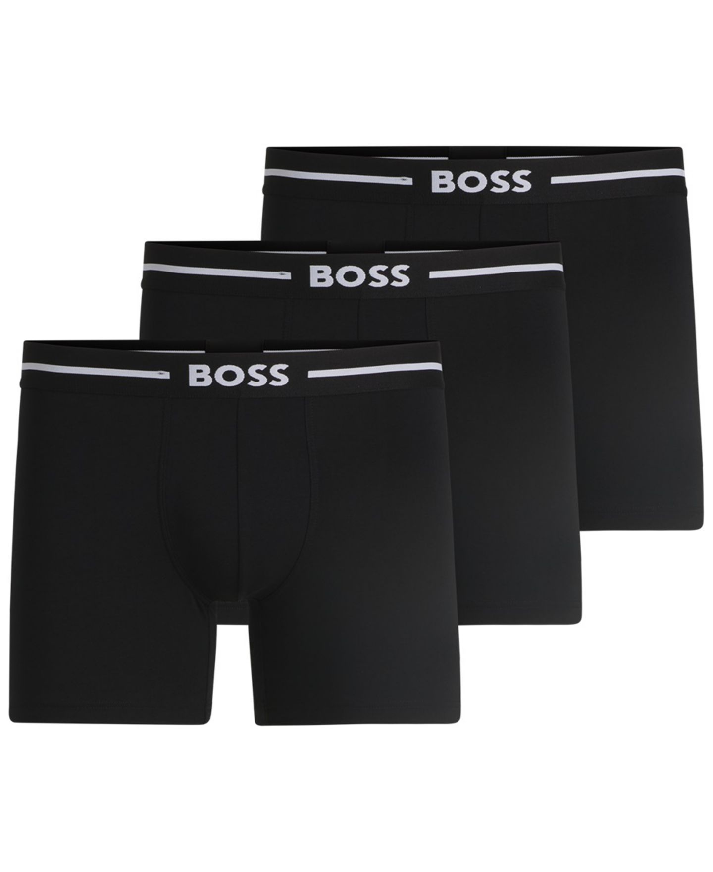 Трусы-боксеры Bold для мужчин, хлопок-стрейч, 3 шт. — Hugo Boss, цвет: Чёрный — фото 1