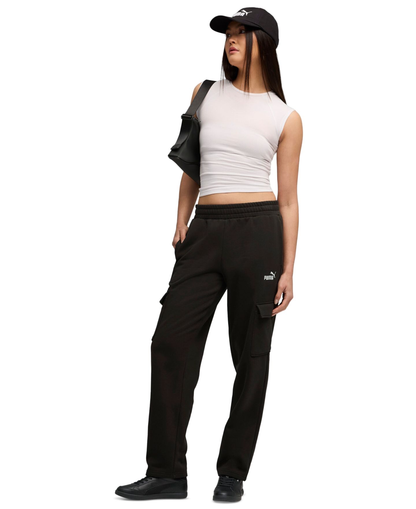 Женские брюки PUMA Essential Comfort Cargo Sweatpants, цвет: Чёрный — фото 2