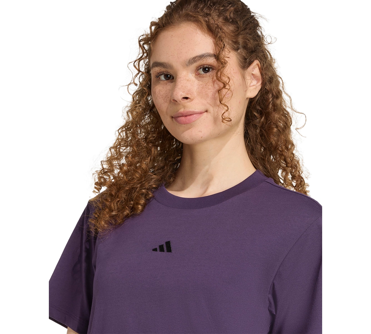 Adidas Originals Women's Short-sleeve Cotton Crewneck Logo T-shirt In Purple