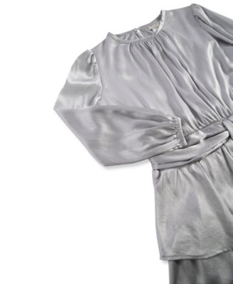 Girls' 7-16 Long-Sleeves Ruffle Dress