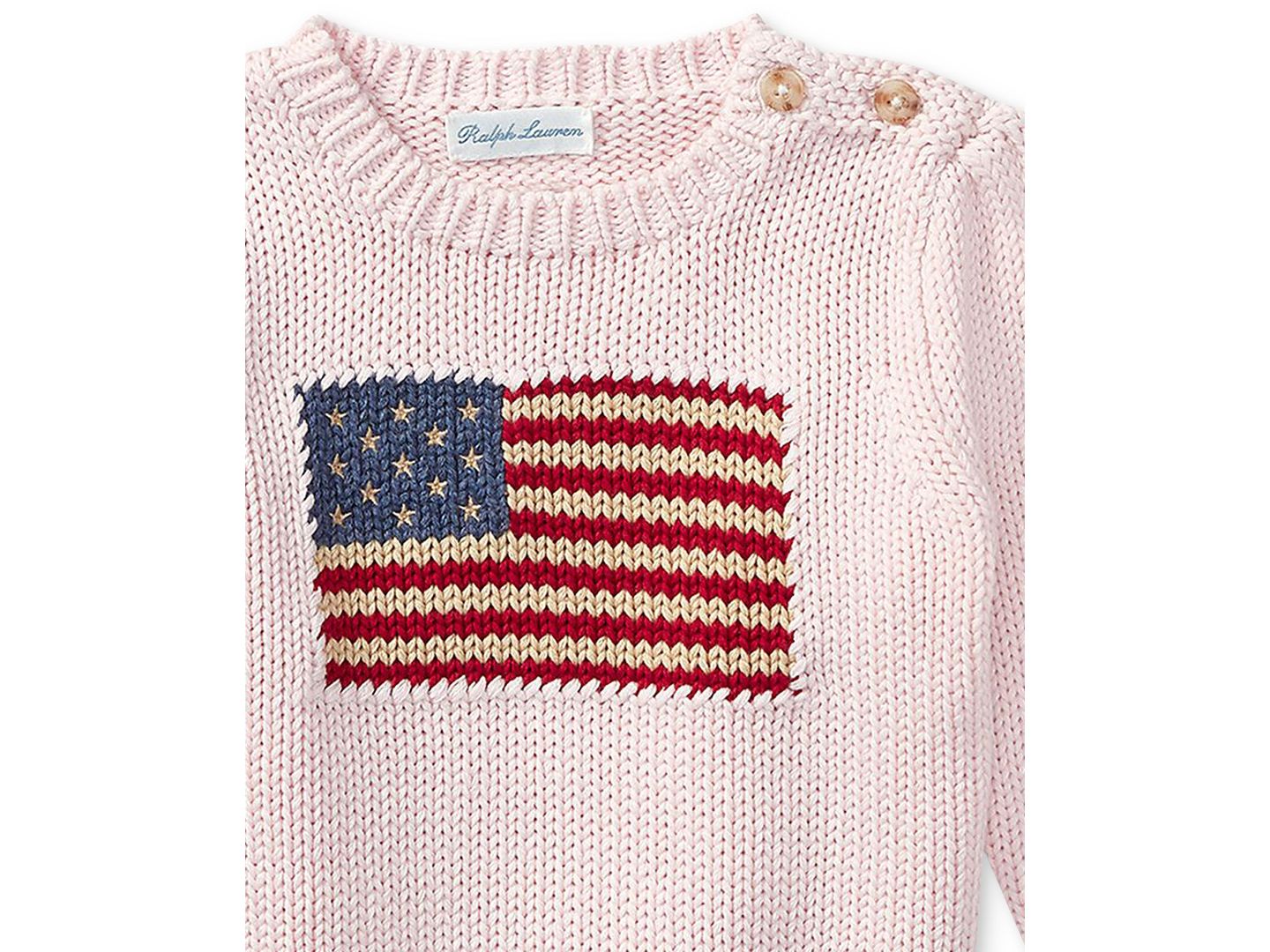 Свитер Polo Ralph Lauren Flag Sweater для девочек-малышей, цвет: Розовый — фото 3