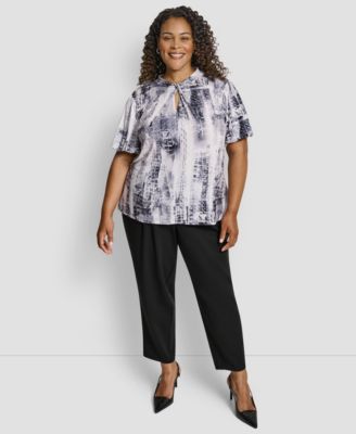 Plus Size Loop Neck Balloon Sleeve Top
