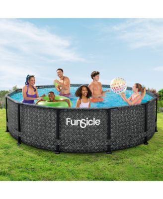 12' x 36" Oasis Designer Round Above Ground Pool, Dark Herringbone