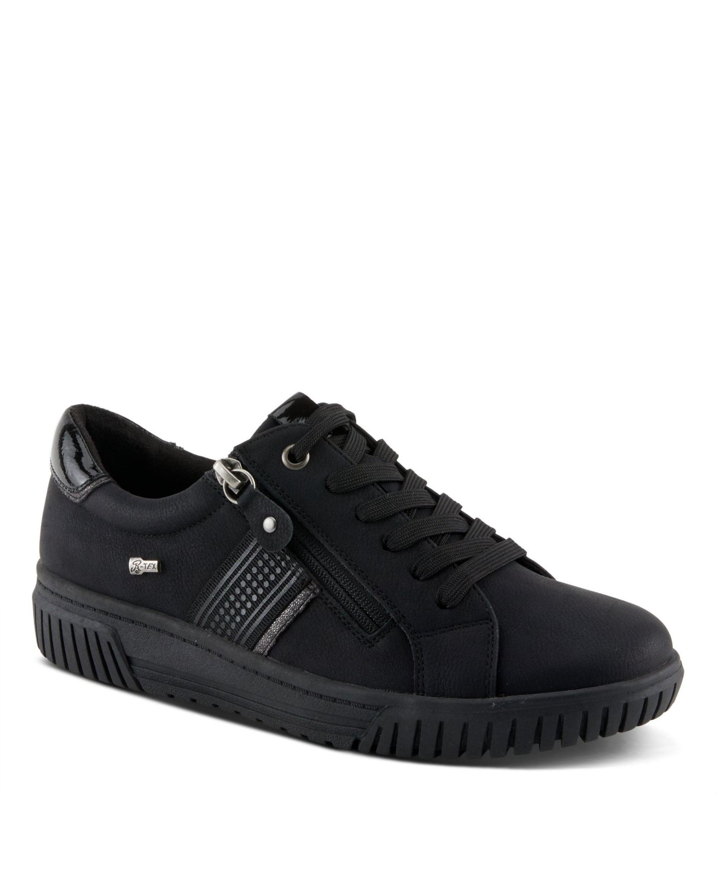 Женские кроссовки Spring Step Jamia Sneakers - Dual Closure with Laces and Zipper - Plush Textile Lining, Shock Absorbing, Water Resistant Synthetic Upper, цвет: Чёрный — фото 1