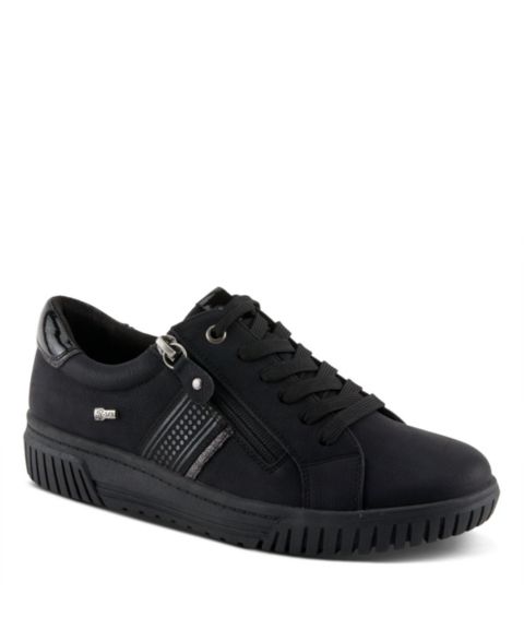 Женские кроссовки Spring Step Jamia Sneakers - Dual Closure with Laces and Zipper - Plush Textile Lining, Shock Absorbing, Water Resistant Synthetic Upper, цвет: Чёрный