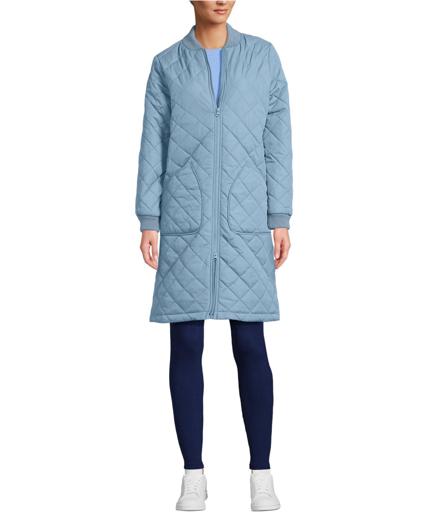 Женское пальто Lands' End FeatherFree Insulated Bomber, цвет: Soft Peacock — фото 1
