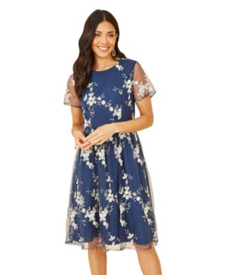 Women's Embroidered Floral Skater Dress