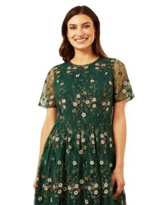 Women's Embroidered Floral Skater Dress