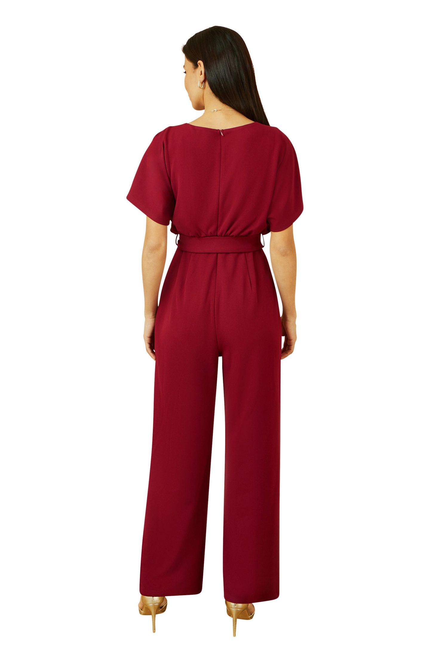 Женский комбинезон Yumi Batwing Stretch Jumpsuit, цвет: Бордовый — фото 3