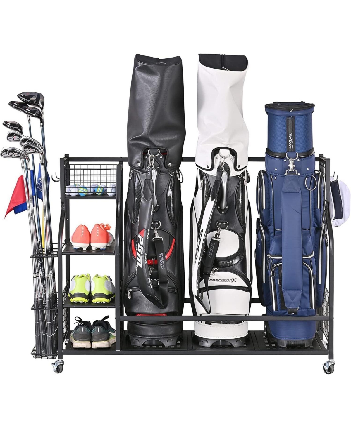 Mythinglogic Golf Storage Garage Organizer, Golf Bag Storage Stand and Other Golfing Equipment Rack, Extra Storage Rack for Golf Clubs