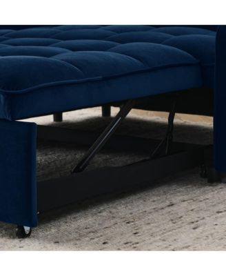 Velvet Loveseat Sleeper Sofa Bed with USB & Type-C Charging, Adjustable Backrest, Pull-Out Bed for Small Spaces-Maison Boucle