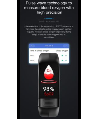 Advanced Health Monitoring Smart Bracelet with ECG and Temperature Tracking -Blue