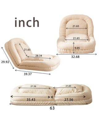 Triple Fold-Down Sofa Adjustable Recliner with Thick Mattress for Multifunctional Use