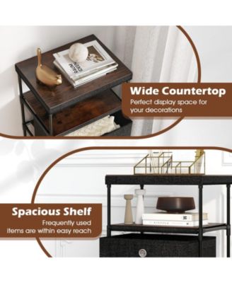 Dresser with 4 Drawers Fabric Storage Tower with Wood Top and Metal Frame