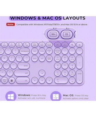Wireless Keyboard And Mouse, USB & Type C 2-In-1 Receiver, SK73-3 Full Size Wireless Keyboard Mouse Combo,Compatible with Laptop, Desktop, PC-Purple
