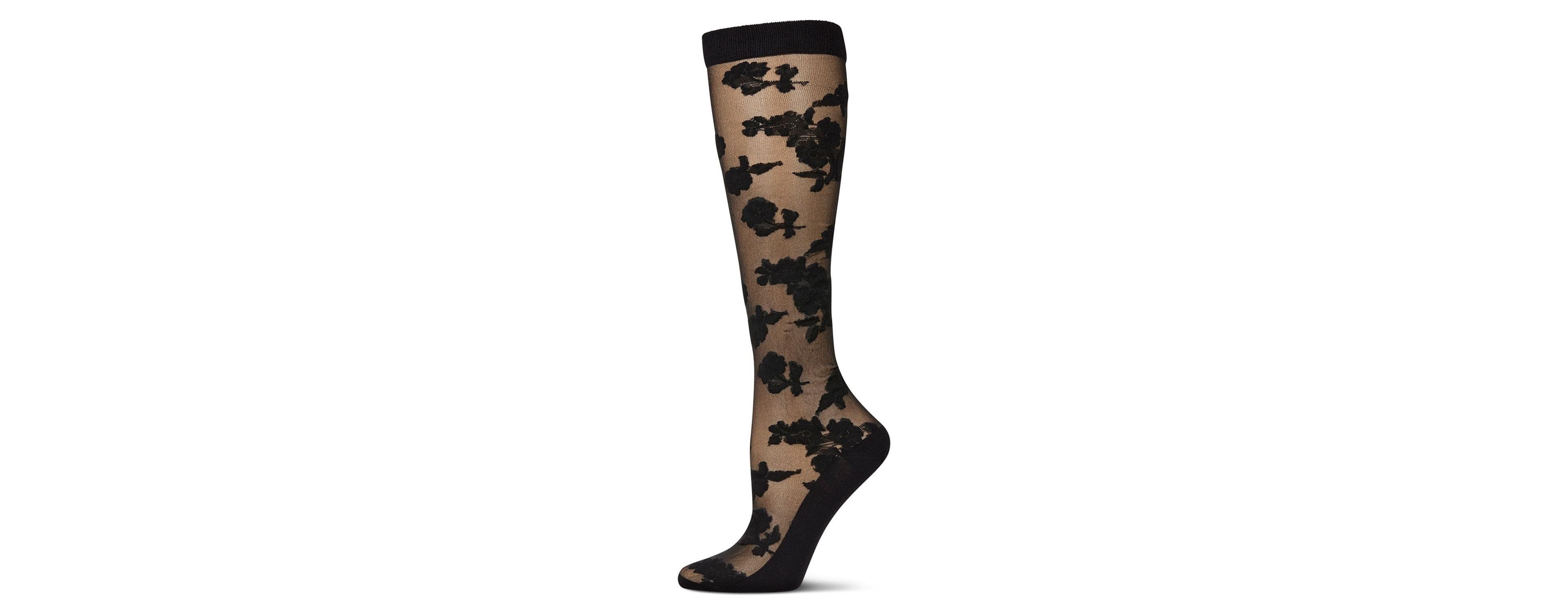 MeMoi Women's Floral Fantasy Sheer Knee High Socks
