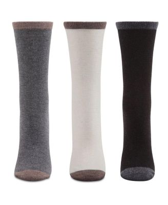 Women's 3 Pair Pack Soft Tipped Flat Knit Cashmere Crew Socks