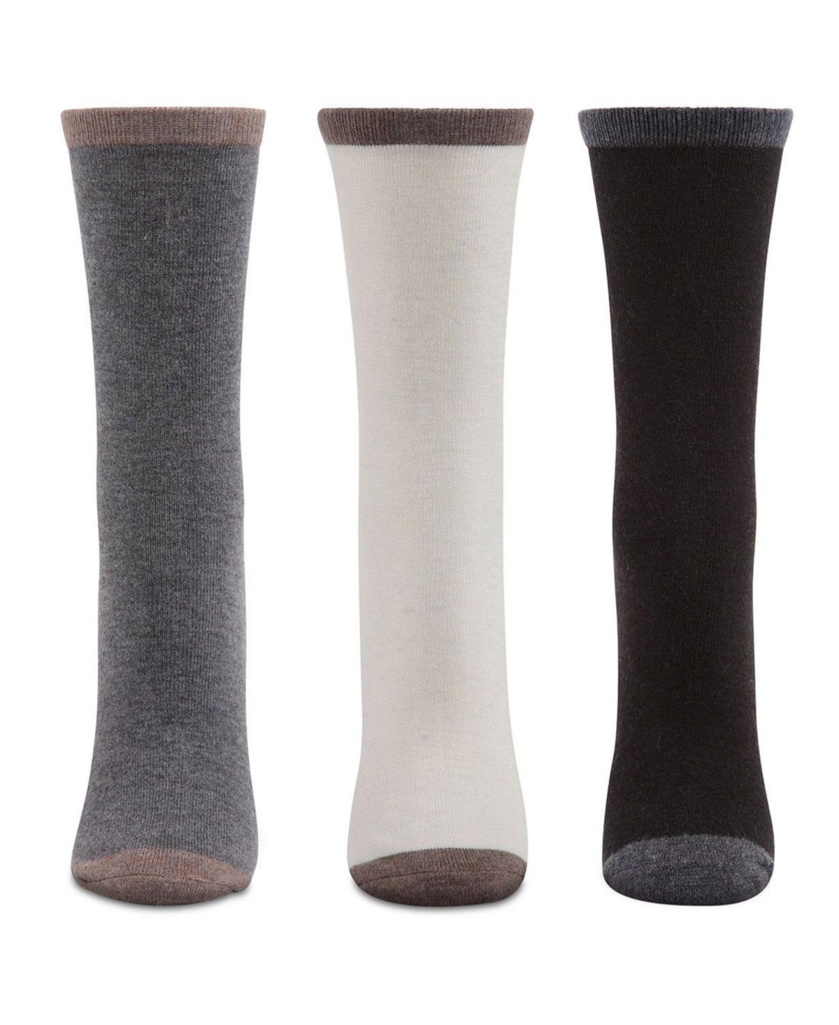 MeMoi Women's 3 Pair Pack Soft Tipped Flat Knit Cashmere Crew Socks