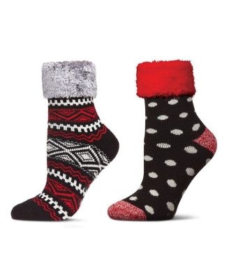 Women's 2 Pair Pack Plush Non-Skid Cabin Crew Socks