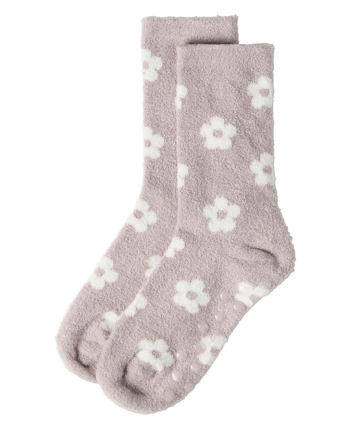 MeMoi Women's "Daisies" Non-Skid Lavender Infused Crew-Length Cozy Spa Sock