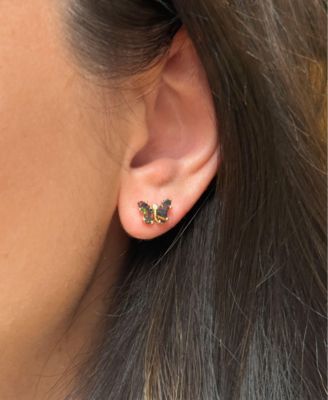 Butterfly Earrings with Lab-Grown Opal in Plated Sterling