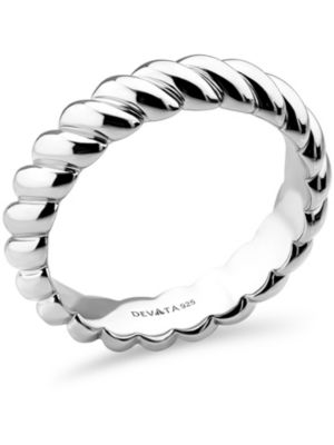 Rope Band Ring in Rhodium Plated Sterling Silver, Size 7
