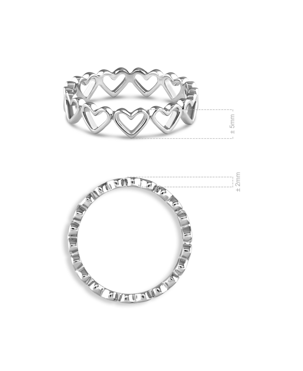 Devata Open Heart Eternity Ring in Rhodium Plated Sterling Silver