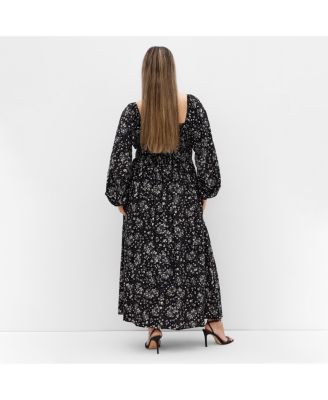 Plus Size Abbigail Long Sleeve Print Maxi Dress