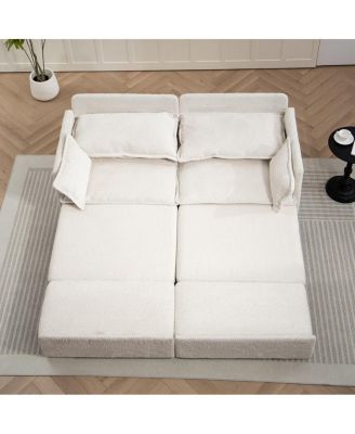 3-in-1 Sleeper Sofa Bed – 73.6" Corduroy Pull-Out Couch with USB & C-Type Ports, Side Storage for Small Spaces