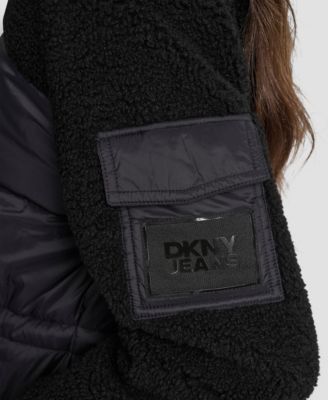 Women's Faux-Sherpa Puffer Mixed Coat