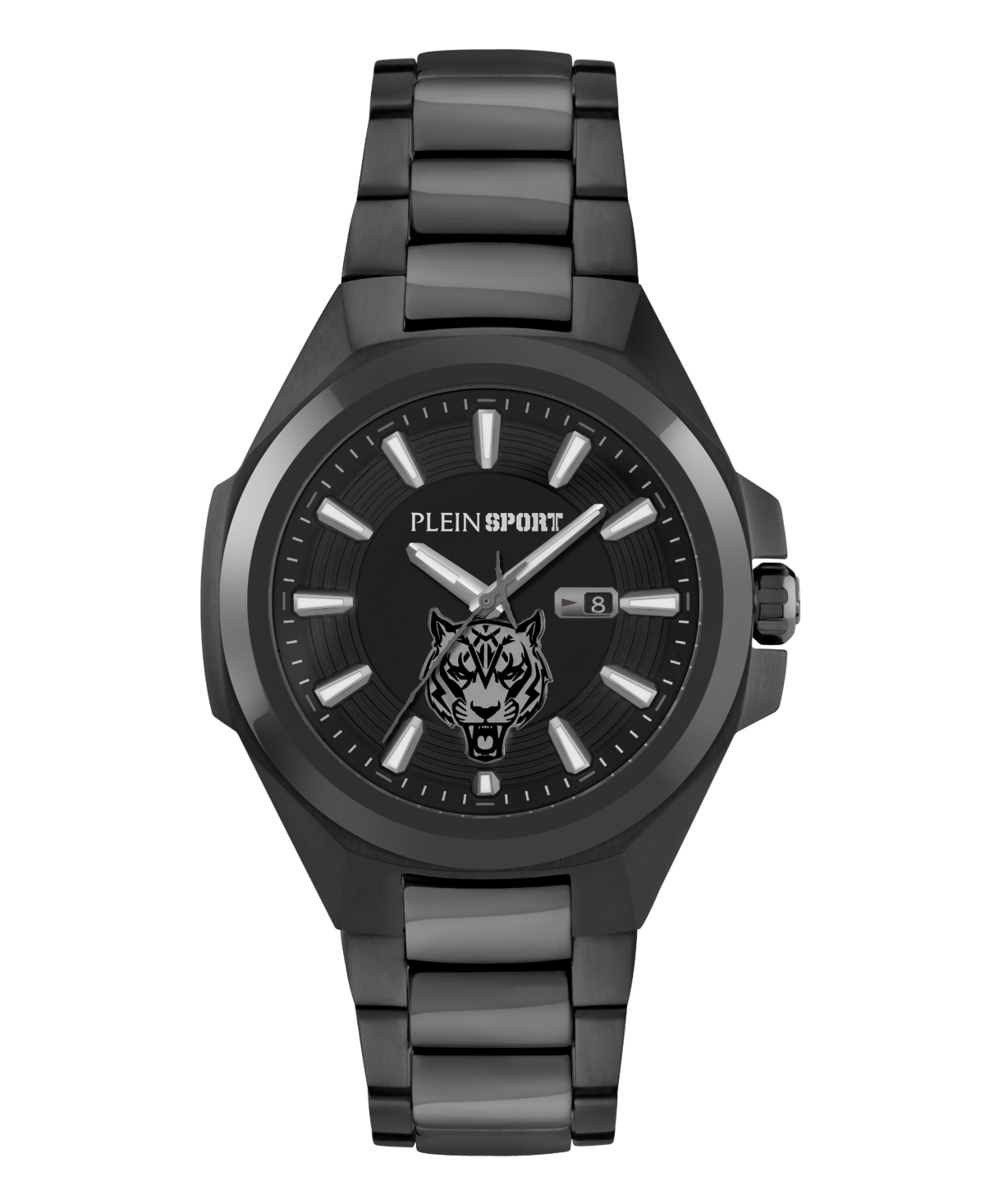 Plein Sport Mens Tigermaster 3 Hand Date Quartz Ip Black Bracelet 47MM
