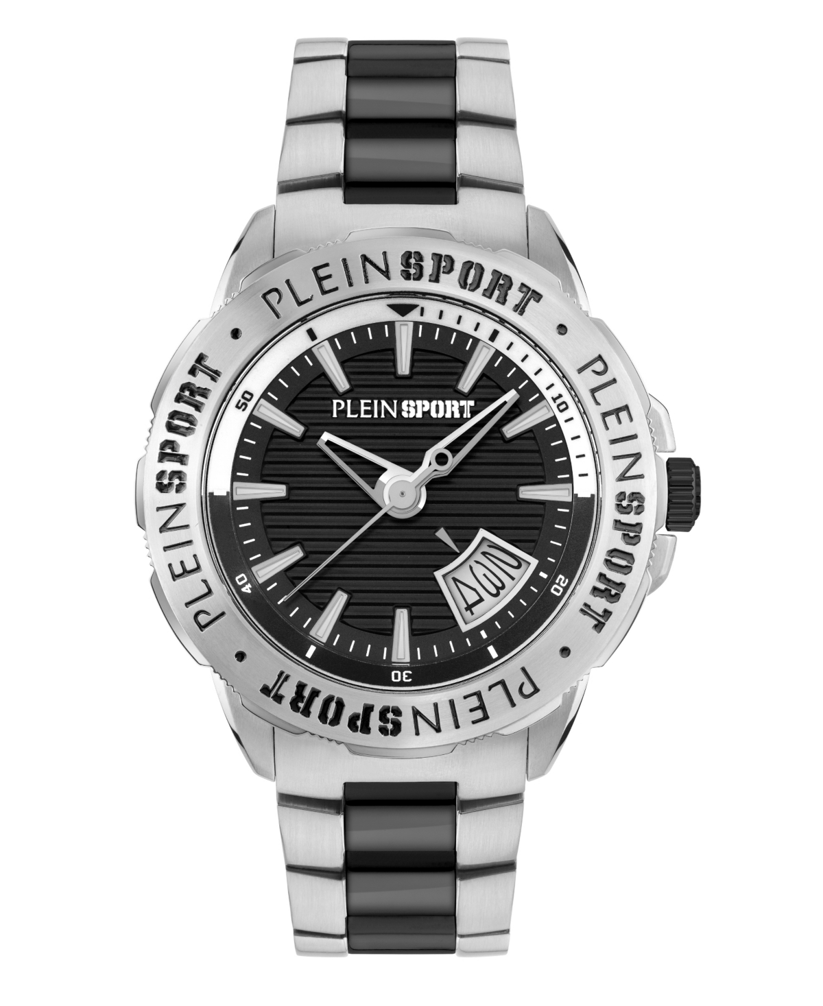 Plein Sport Mens Rampage 3 Hand Date Quartz Two Tone Bracelet 44MM