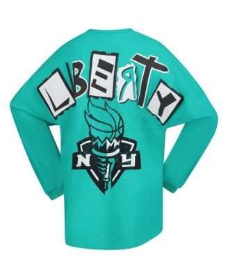 Women's Mint New York Liberty Patches Oversized Long Sleeve T-Shirt