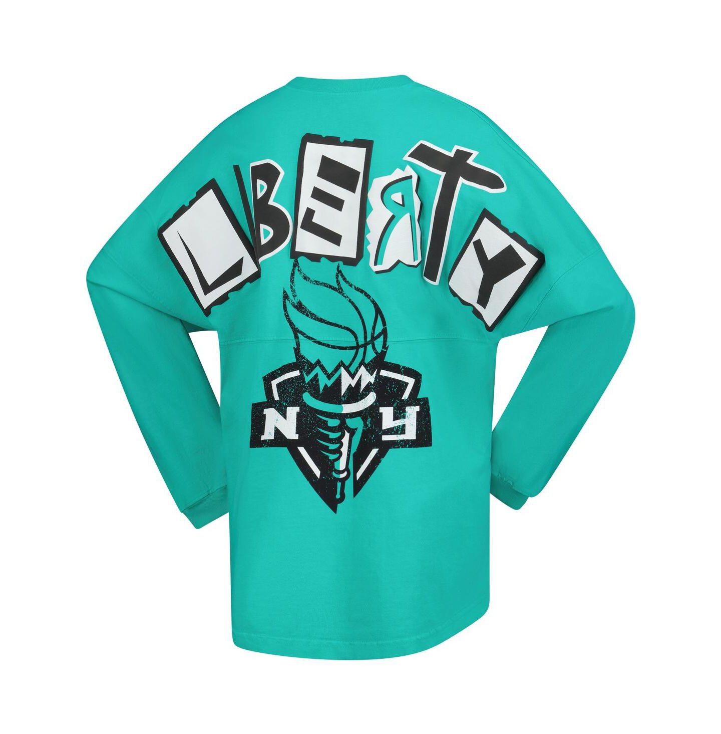 Женская футболка Spirit Jersey Mint New York Liberty Patches Oversized Long Sleeve — фото 2