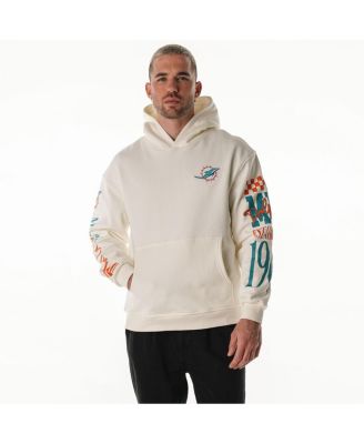 The Wild Collective - Men's and Women's Cream Miami Dolphins Stacked Graphic Sleeve Fleece Hoodie
