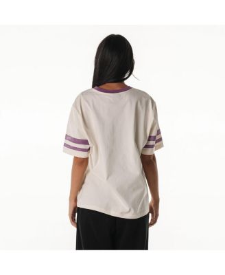 Women's Cream Minnesota Vikings Vintage Drop Shoulder Oversized Boyfriend T-Shirt