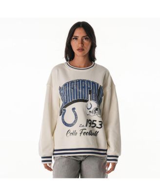 The Wild Collective - Women's Cream Indianapolis Colts Oversized Vintage French Terry Sweatshirt