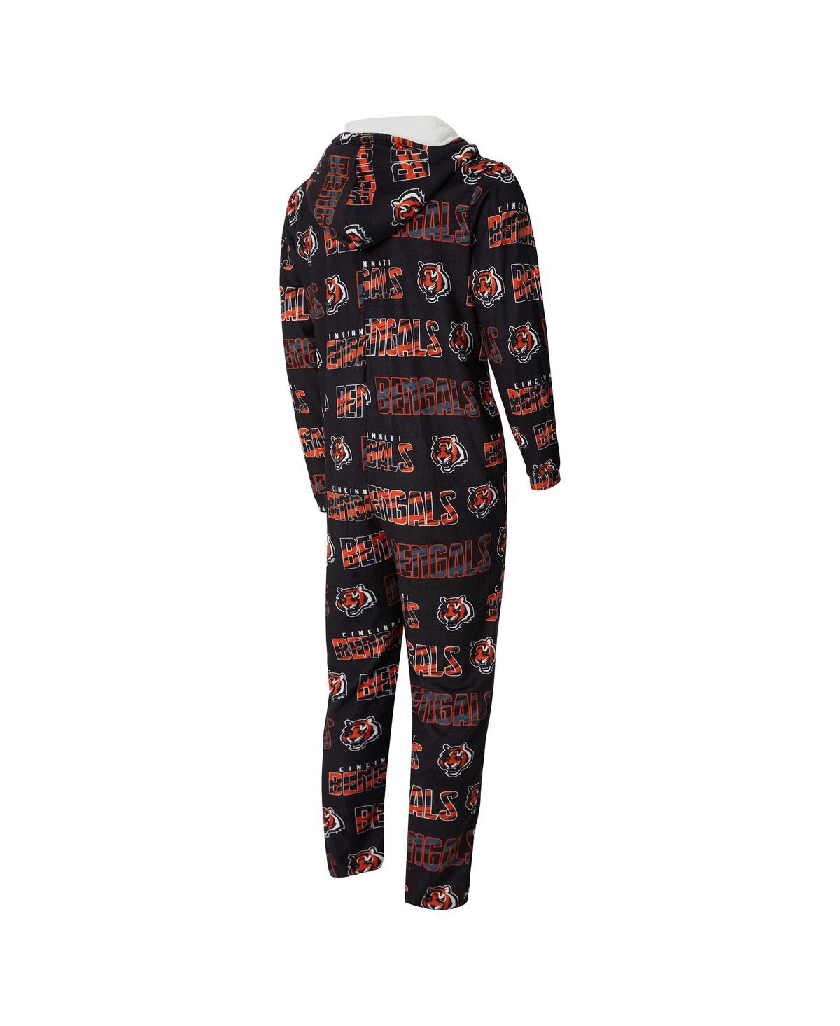 Concepts Sport Men's Black Cincinnati Bengals Shuffle All-over-print Microfleece Full-zip Union Suit In Black