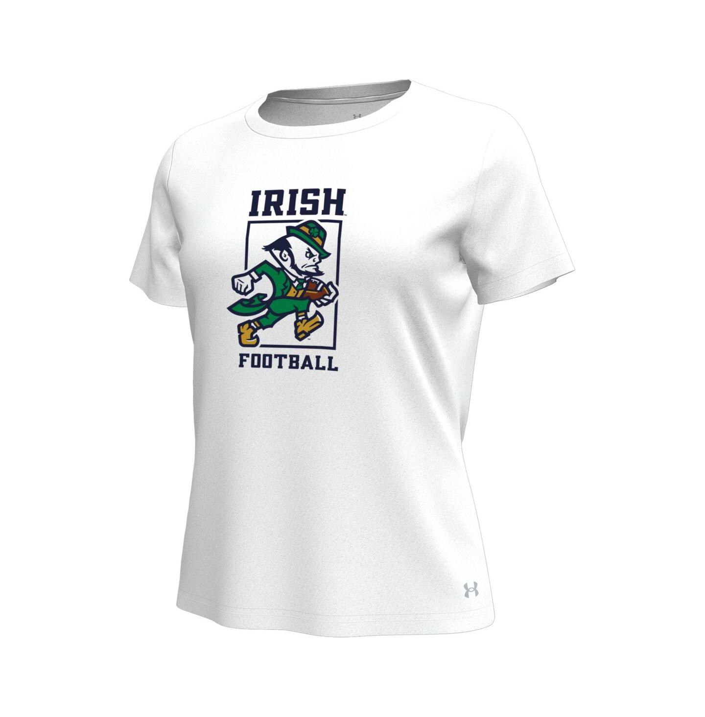 Женская футболка Under Armour White Notre Dame Fighting Irish Leprechaun Tech Stretch — фото 3