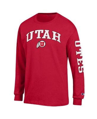 Men's Red Utah Utes Arch Over Logo 2-Hit Long Sleeve T-Shirt