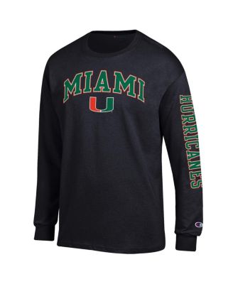Men's Black Miami Hurricanes Arch Over Logo 2-Hit Long Sleeve T-Shirt