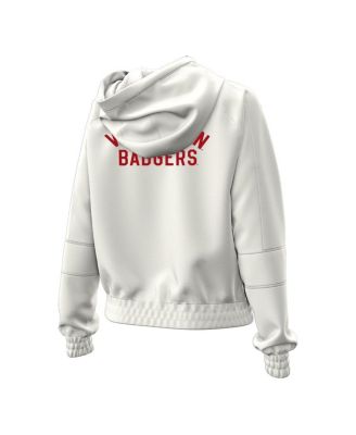 Women's Natural Wisconsin Badgers Gameday Rival Fleece Full-Zip Cropped Hoodie