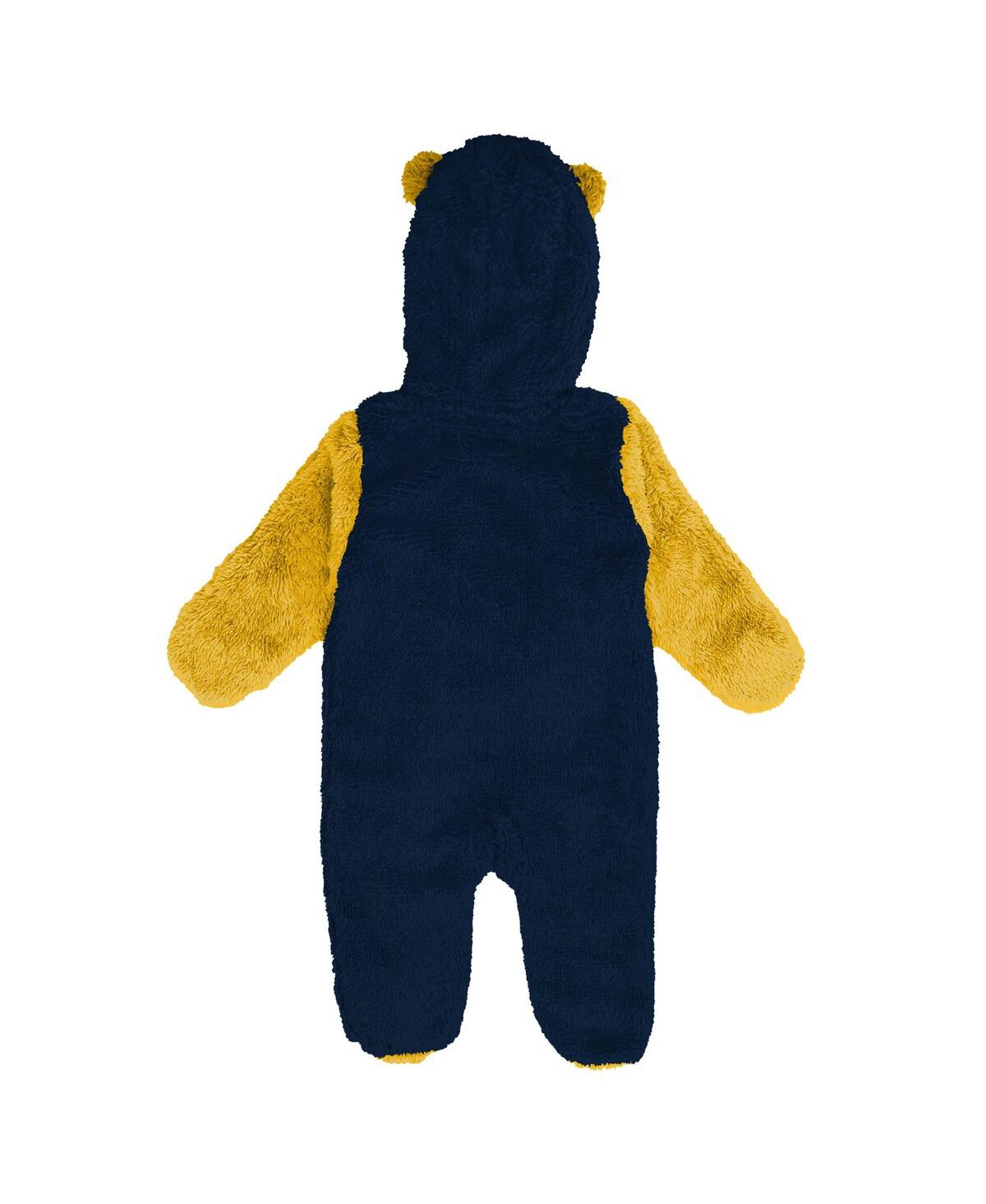 Outerstuff Baby Boys And Girls Newborn Navy Denver Nuggets Stay Napping Fleece Bunting Full-zip Sleeper In Blue