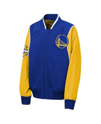 Big Boys and Girls Royal/Gold Golden State Warriors Two-Pointer Full-Zip Windbreaker Jacket